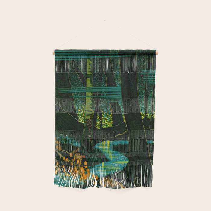 Magical Dark Fantasy Forest Woodblock Wall Hanging Gallery Image 1