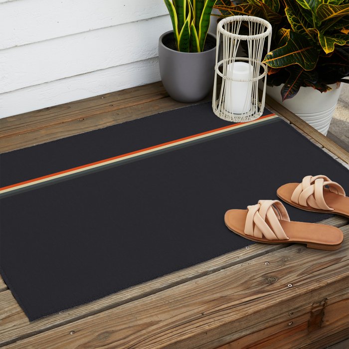 Fujitaka - Classic Dark Retro Stripes Outdoor Rug Gallery Image 2