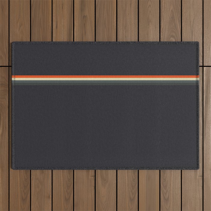 Fujitaka - Classic Dark Retro Stripes Outdoor Rug Gallery Image 1