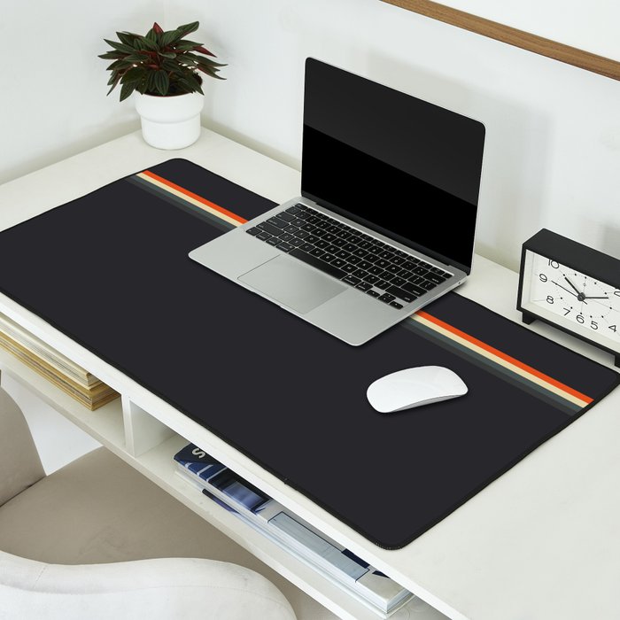Fujitaka - Classic Dark Retro Stripes Desk Mat Gallery Image 2