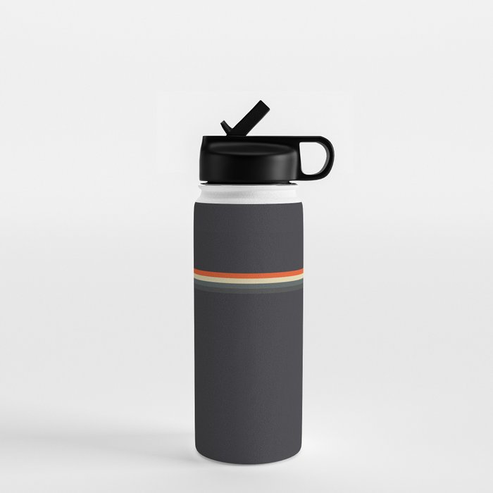 Fujitaka - Classic Dark Retro Stripes Water Bottle Gallery Image 1