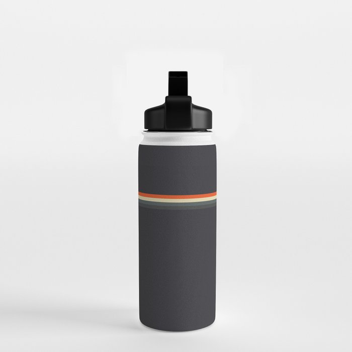 Fujitaka - Classic Dark Retro Stripes Water Bottle Gallery Image 2