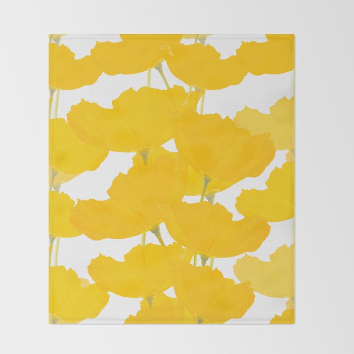 Yellow Mellow Poppies On A White Background #decor #society6 #buyart Throw Blanket Gallery Image 2