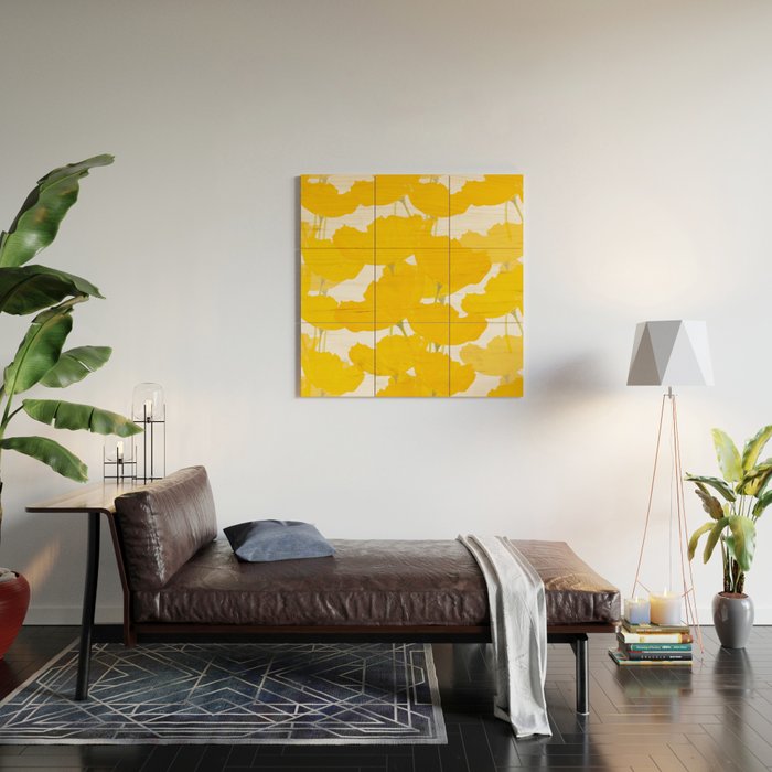Yellow Mellow Poppies On A White Background #decor #society6 #buyart Wood Wall Art Gallery Image 2