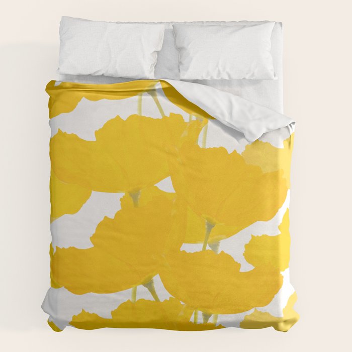 Yellow Mellow Poppies On A White Background #decor #society6 #buyart Duvet Cover Gallery Image 2