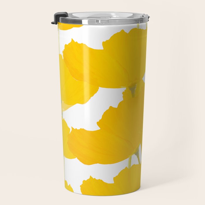 Yellow Mellow Poppies On A White Background #decor #society6 #buyart Travel Mug Gallery Image 3