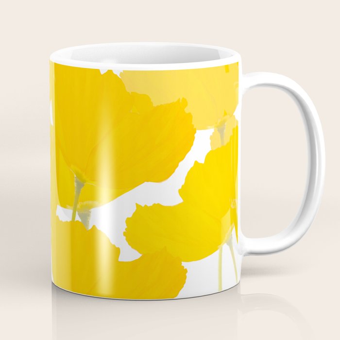 Yellow Mellow Poppies On A White Background #decor #society6 #buyart Coffee Mug Gallery Image 1
