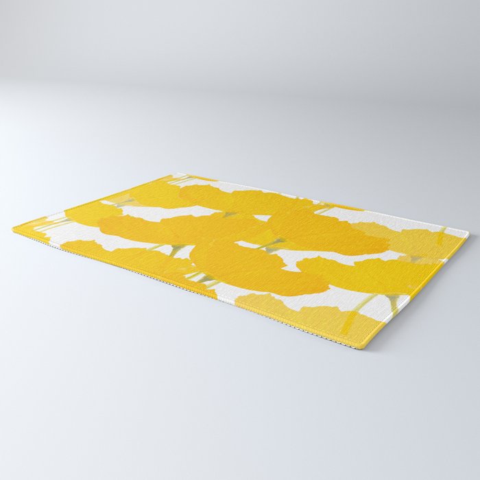 Yellow Mellow Poppies On A White Background #decor #society6 #buyart Rug Gallery Image 3