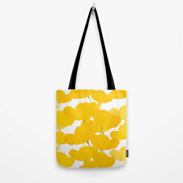 Yellow Mellow Poppies On A White Background #decor #society6 #buyart Tote Bag Gallery Image 2