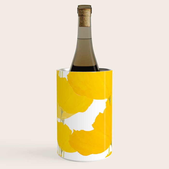 Yellow Mellow Poppies On A White Background #decor #society6 #buyart Wine Chiller Gallery Image 2
