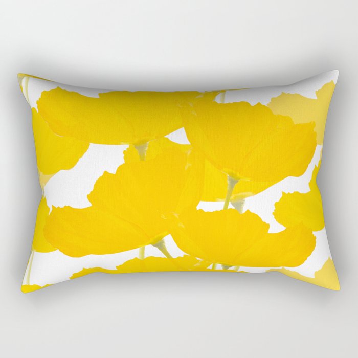 Yellow Mellow Poppies On A White Background #decor #society6 #buyart Rectangular Pillow Gallery Image 1