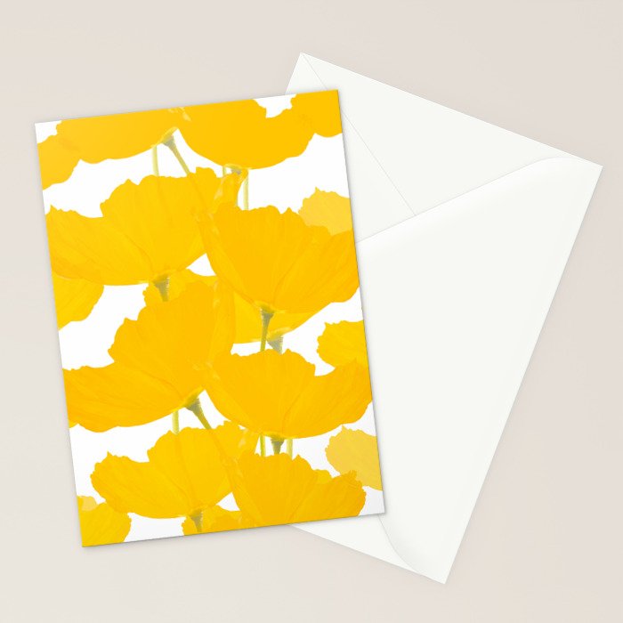 Yellow Mellow Poppies On A White Background #decor #society6 #buyart Stationery Card Gallery Image 2