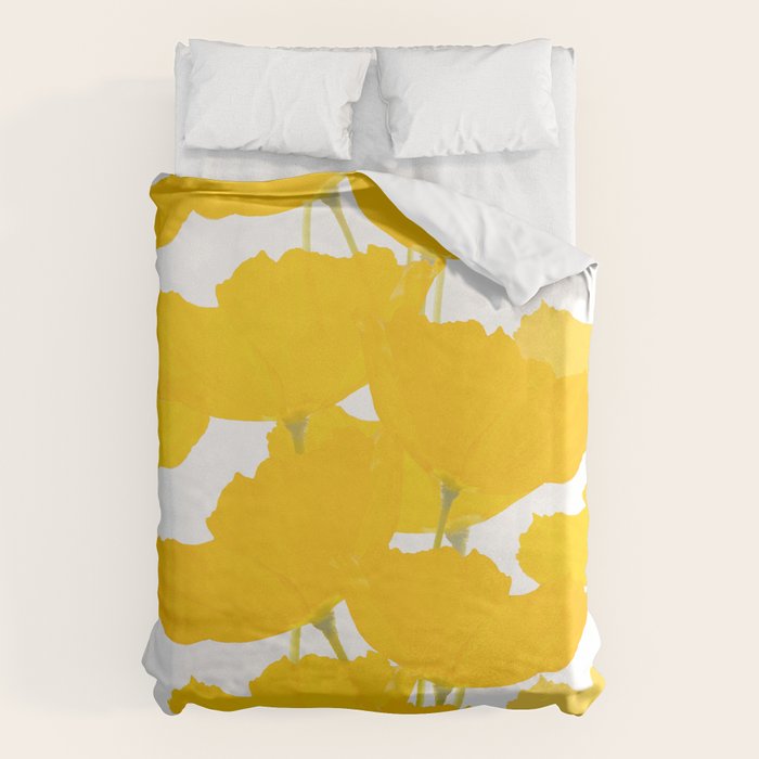 Yellow Mellow Poppies On A White Background #decor #society6 #buyart Duvet Cover Gallery Image 6