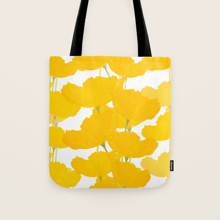 Yellow Mellow Poppies On A White Background #decor #society6 #buyart Tote Bag Gallery Image 1
