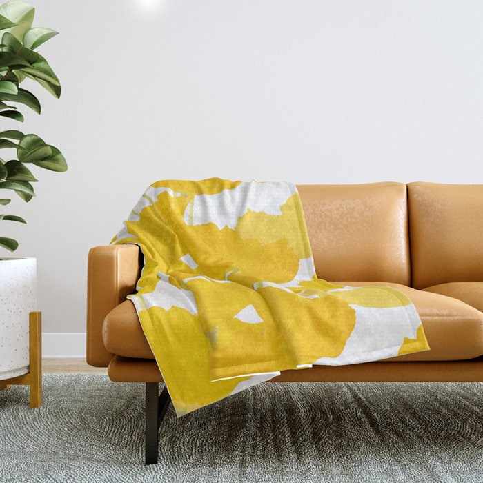Yellow Mellow Poppies On A White Background #decor #society6 #buyart Throw Blanket Gallery Image 1