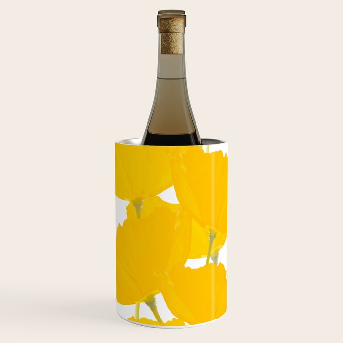 Yellow Mellow Poppies On A White Background #decor #society6 #buyart Wine Chiller Gallery Image 1