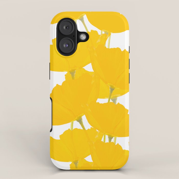 Yellow Mellow Poppies On A White Background #decor #society6 #buyart iPhone Case Gallery Image 1