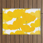 Yellow Mellow Poppies On A White Background #decor #society6 #buyart Outdoor Rug Gallery Image 1