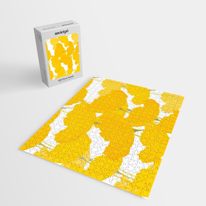 Yellow Mellow Poppies On A White Background #decor #society6 #buyart Jigsaw Puzzle Gallery Image 2