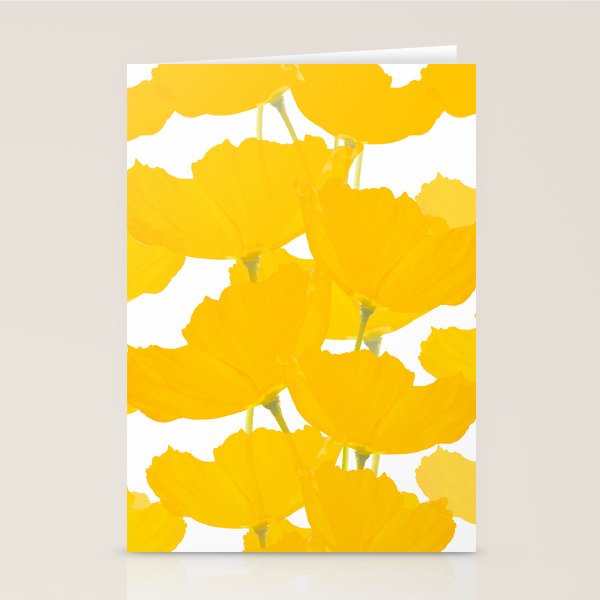 Yellow Mellow Poppies On A White Background #decor #society6 #buyart Stationery Card Gallery Image 2