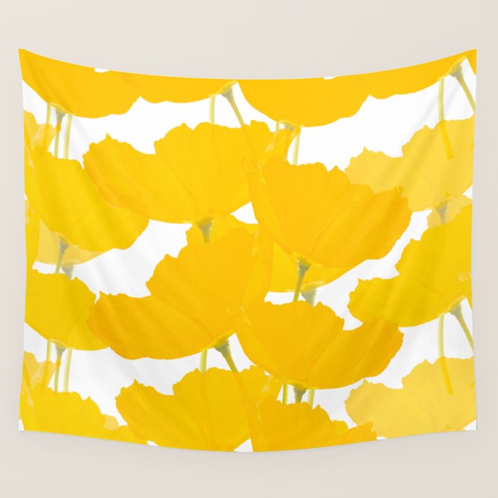 Yellow Mellow Poppies On A White Background #decor #society6 #buyart Wall Tapestry Gallery Image 4