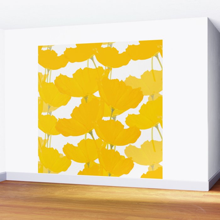 Yellow Mellow Poppies On A White Background #decor #society6 #buyart Wall Mural Gallery Image 2