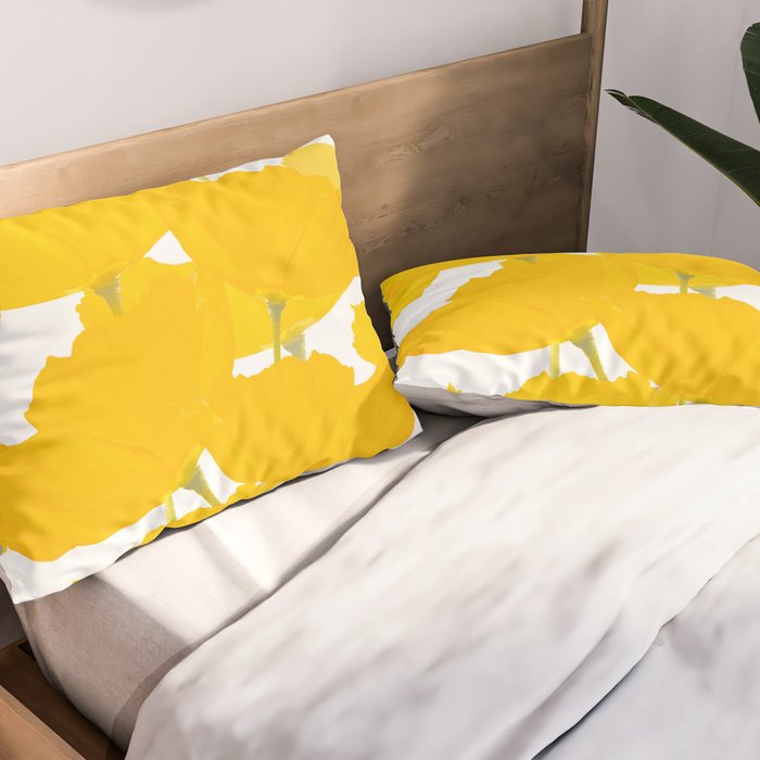 Yellow Mellow Poppies On A White Background #decor #society6 #buyart Pillow Sham Gallery Image 2