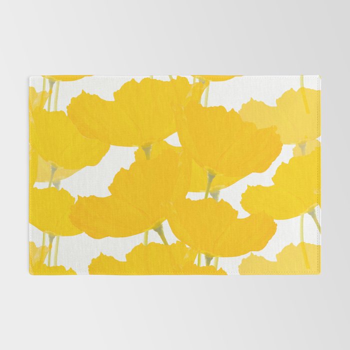Yellow Mellow Poppies On A White Background #decor #society6 #buyart Rug Gallery Image 2