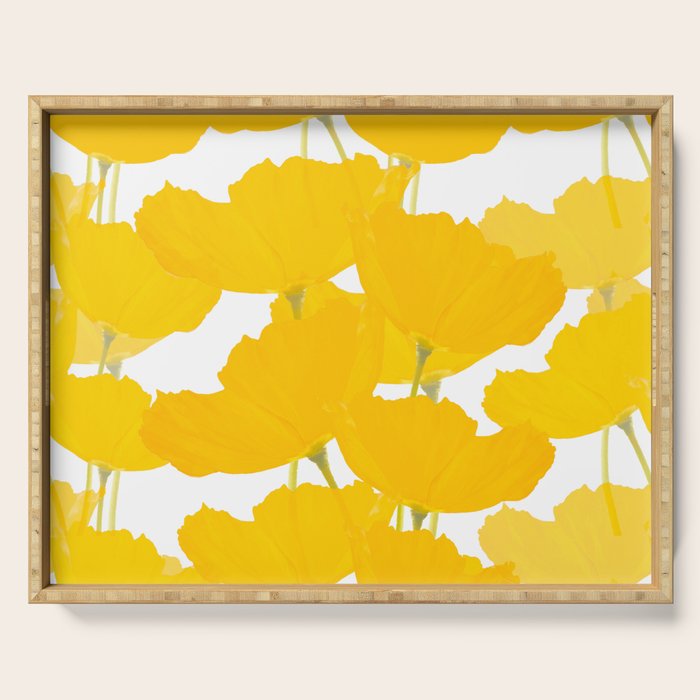Yellow Mellow Poppies On A White Background #decor #society6 #buyart Serving Tray Gallery Image 1