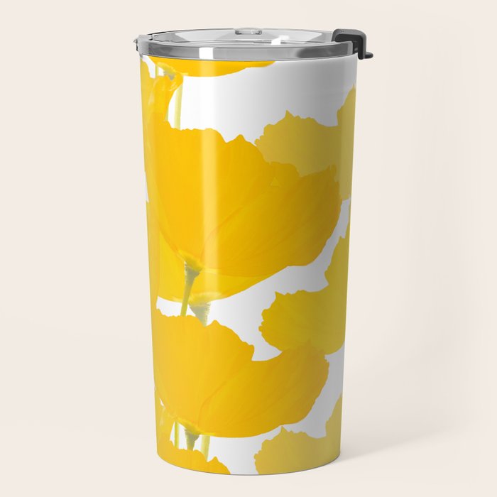 Yellow Mellow Poppies On A White Background #decor #society6 #buyart Travel Mug Gallery Image 2
