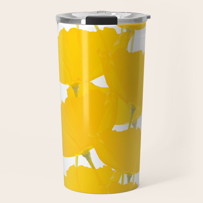 Yellow Mellow Poppies On A White Background #decor #society6 #buyart Travel Mug Gallery Image 1