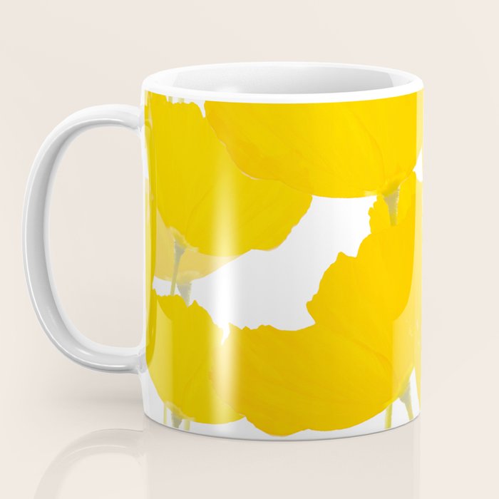 Yellow Mellow Poppies On A White Background #decor #society6 #buyart Coffee Mug Gallery Image 3