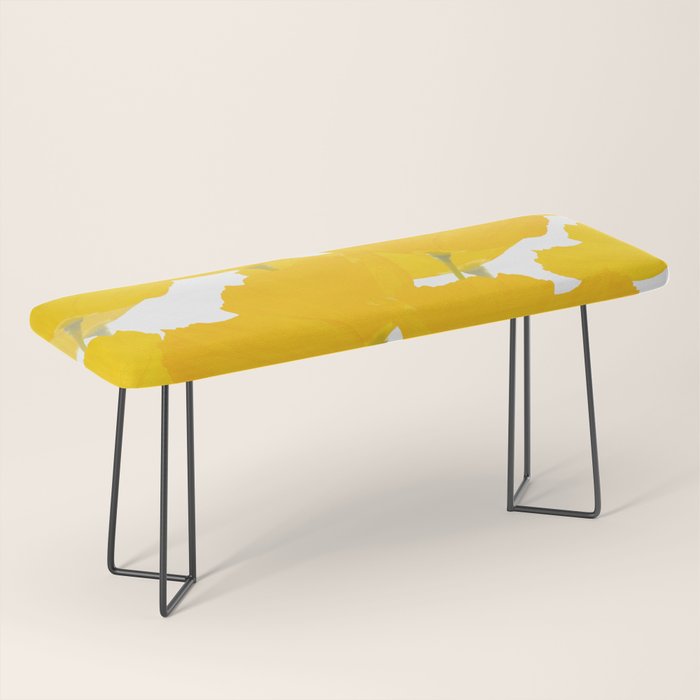 Yellow Mellow Poppies On A White Background #decor #society6 #buyart Bench Gallery Image 1