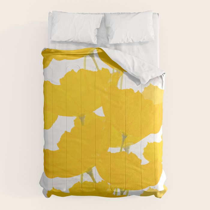Yellow Mellow Poppies On A White Background #decor #society6 #buyart Comforter Gallery Image 6