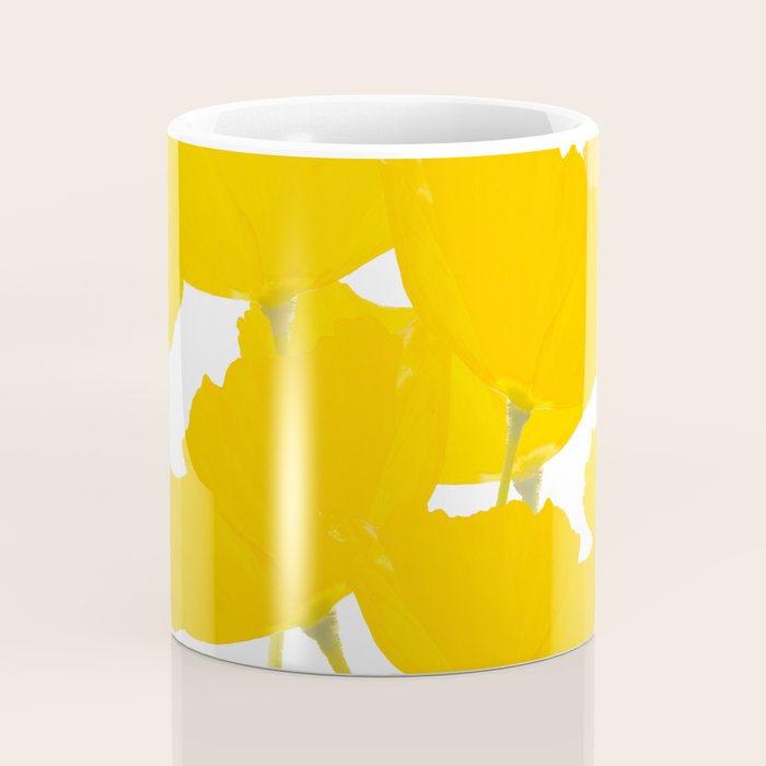 Yellow Mellow Poppies On A White Background #decor #society6 #buyart Coffee Mug Gallery Image 4