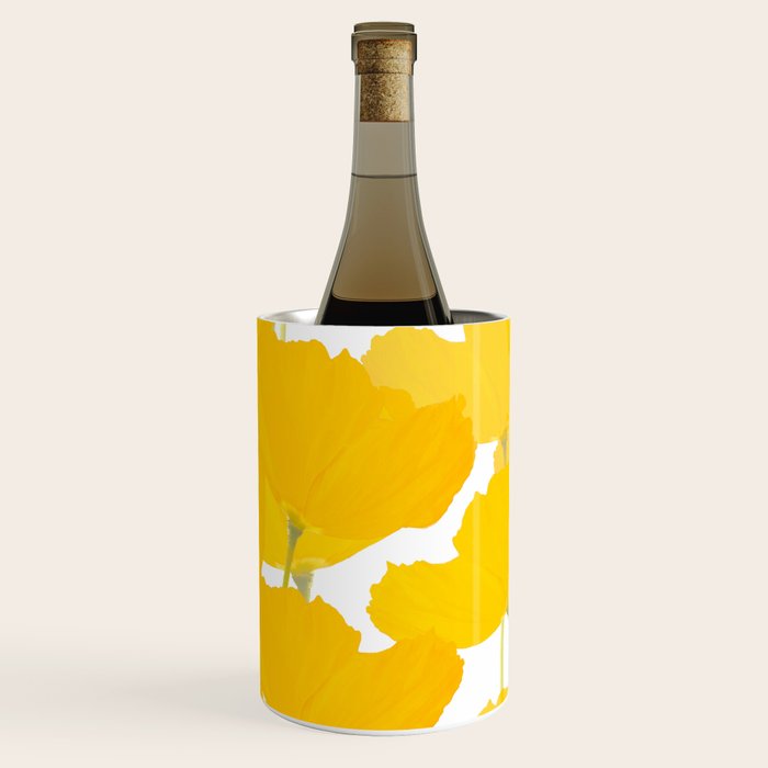 Yellow Mellow Poppies On A White Background #decor #society6 #buyart Wine Chiller Gallery Image 3