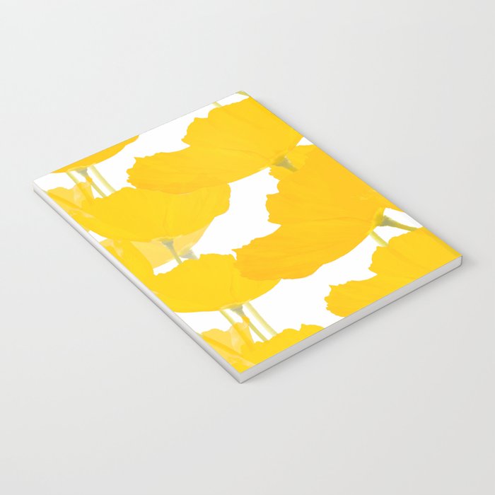 Yellow Mellow Poppies On A White Background #decor #society6 #buyart Notebook Gallery Image 3