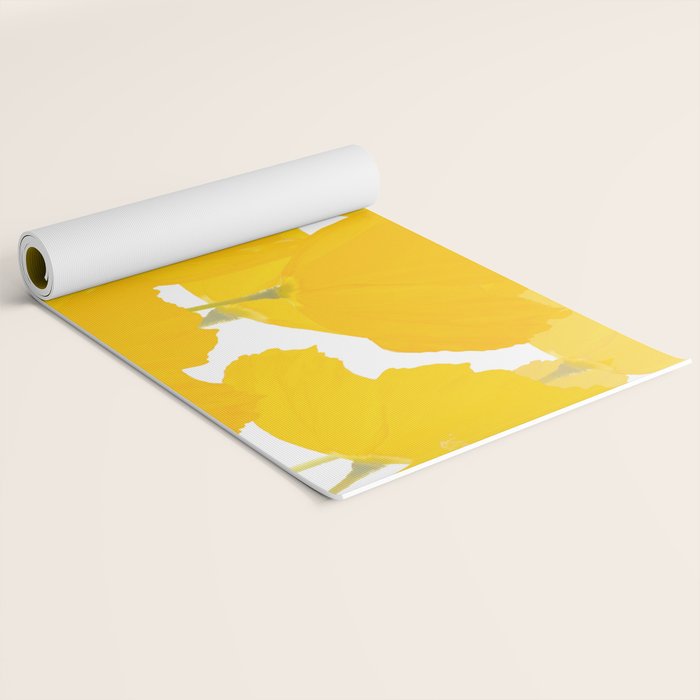 Yellow Mellow Poppies On A White Background #decor #society6 #buyart Yoga Mat Gallery Image 2