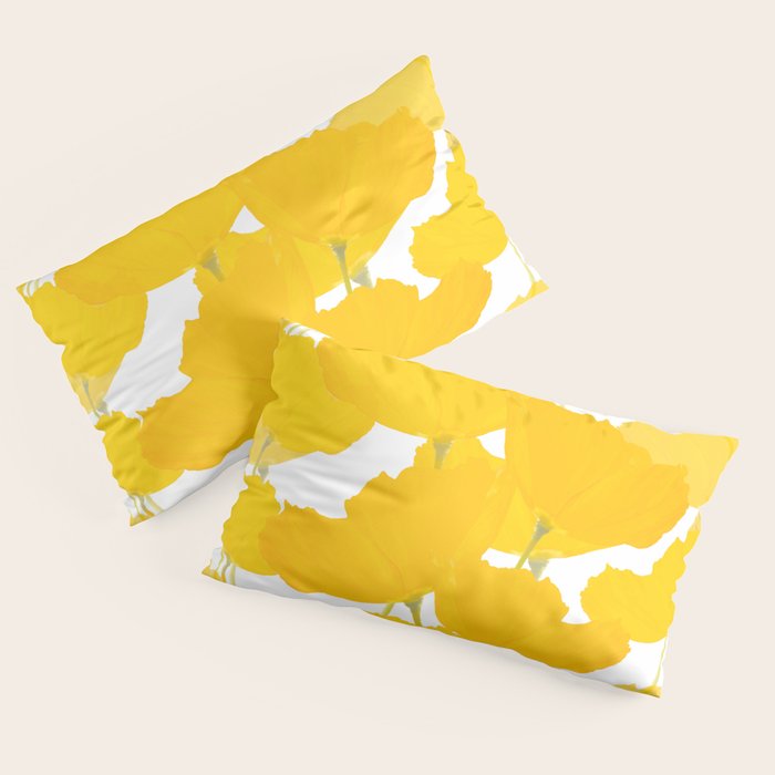 Yellow Mellow Poppies On A White Background #decor #society6 #buyart Pillow Sham Gallery Image 2
