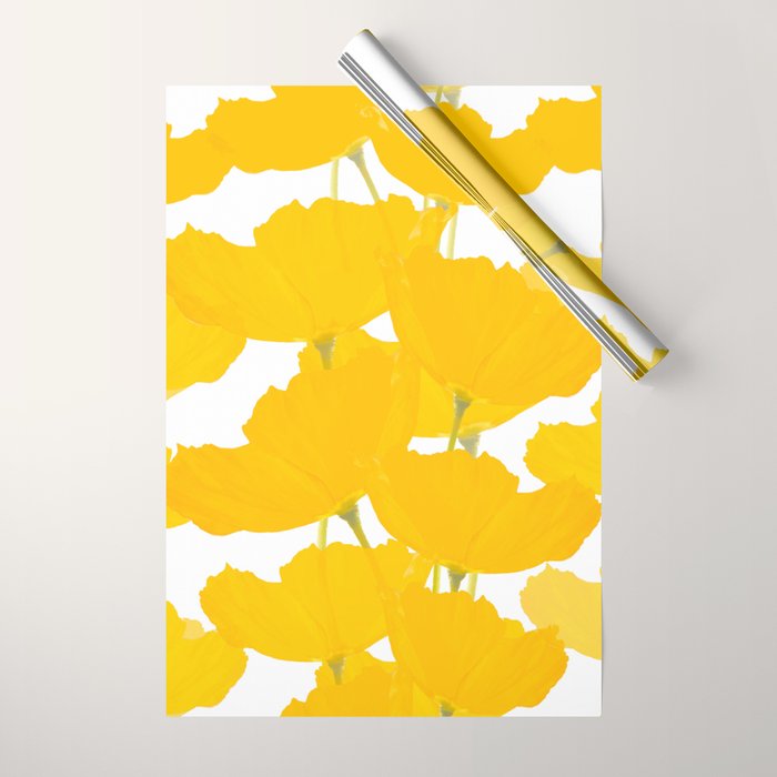 Yellow Mellow Poppies On A White Background #decor #society6 #buyart Wrapping Paper Gallery Image 1