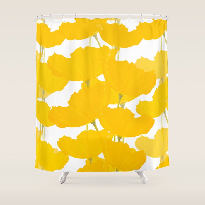 Yellow Mellow Poppies On A White Background #decor #society6 #buyart Shower Curtain Gallery Image 1