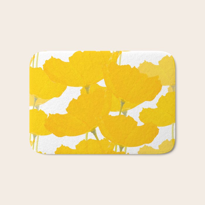 Yellow Mellow Poppies On A White Background #decor #society6 #buyart Bath Mat Gallery Image 1