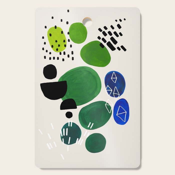 Fun Abstract Minimalist Mid Century Modern Colorful Shapes Lime Green Blue Watercolor Bubbles Cutting Board Gallery Image 1