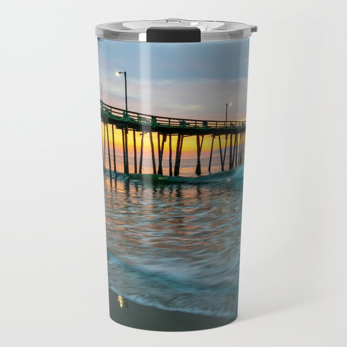 Beach Pier Sunrise Ocean Outer Banks Nags Head North Carolina Print Travel Mug Gallery Image 1