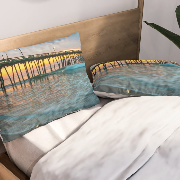 Beach Pier Sunrise Ocean Outer Banks Nags Head North Carolina Print Pillow Sham Gallery Image 2