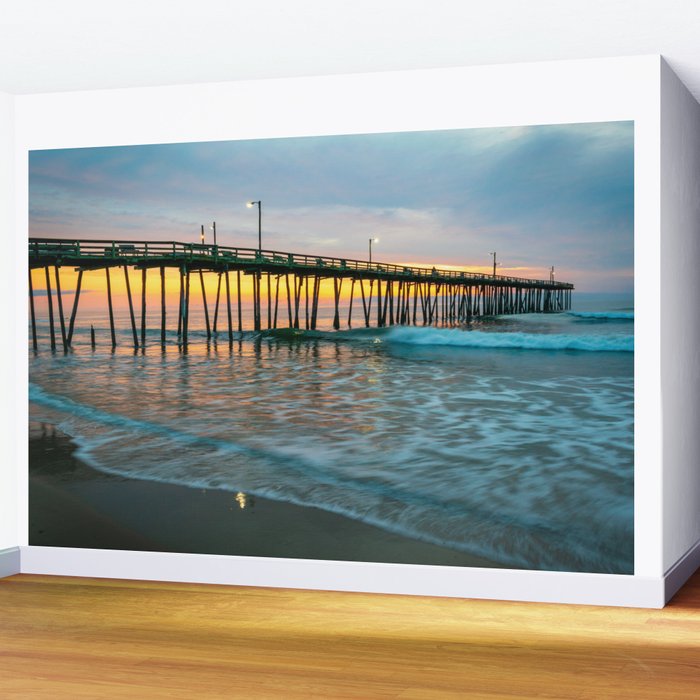 Beach Pier Sunrise Ocean Outer Banks Nags Head North Carolina Print Wall Mural Gallery Image 2