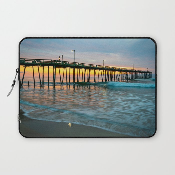 Beach Pier Sunrise Ocean Outer Banks Nags Head North Carolina Print Laptop Sleeve Gallery Image 1