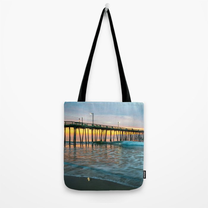 Beach Pier Sunrise Ocean Outer Banks Nags Head North Carolina Print Tote Bag Gallery Image 2