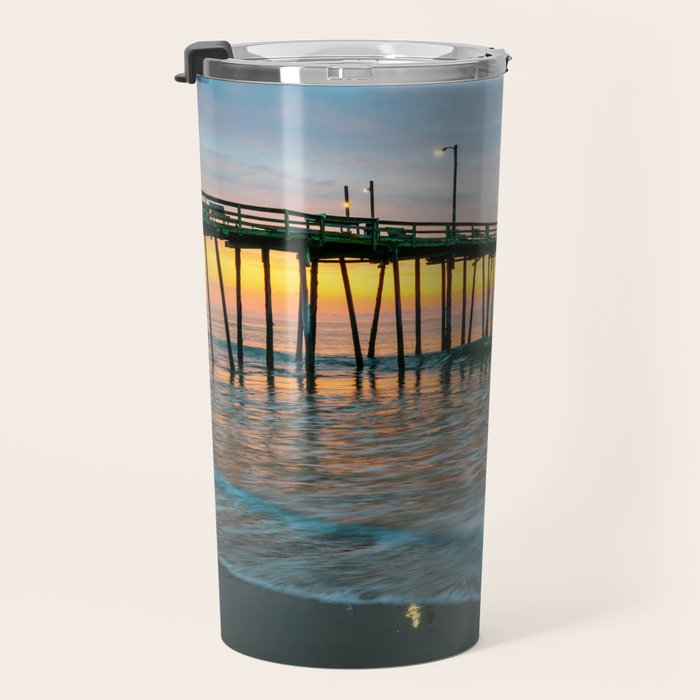 Beach Pier Sunrise Ocean Outer Banks Nags Head North Carolina Print Travel Mug Gallery Image 3