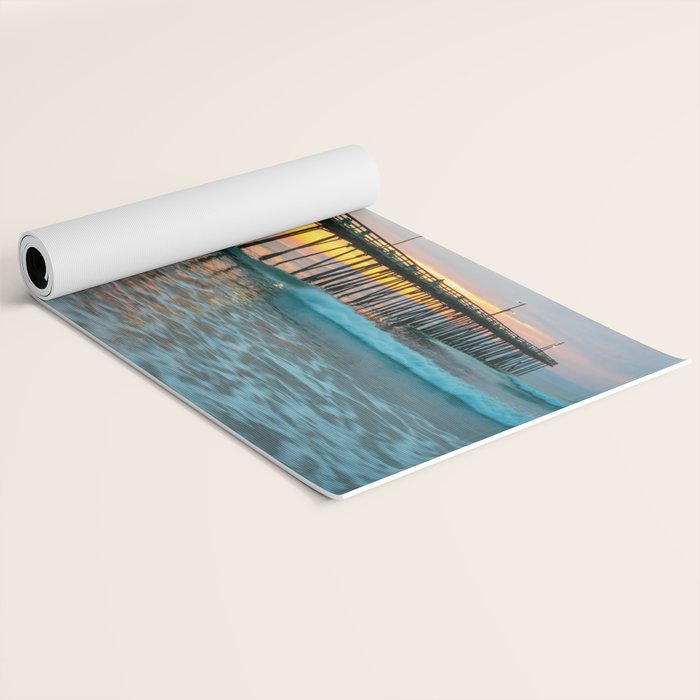 Beach Pier Sunrise Ocean Outer Banks Nags Head North Carolina Print Yoga Mat Gallery Image 2